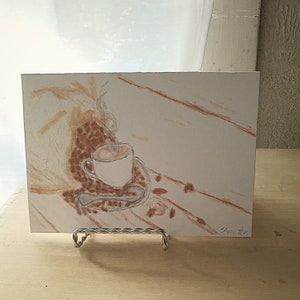 CARTE DE NOTES PLIÉE EN BLANC L'heure du café