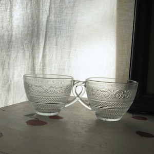 VINTAGE PRESSED GLASS Tea Coffee or Punch Bowl Cups