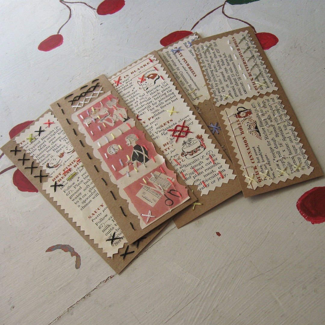 BOOKMARK EMBROIDERED COOKBOOK Vintage Upcycle retro Etsy UK