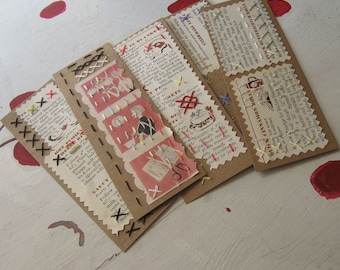 BOOKMARK EMBROIDERED COOKBOOK Vintage Upcycle