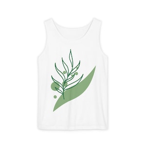 Cute Green Aesthetic Tank Top, Perfect for Summer, Eco-Friendly, Botanical Tank Top