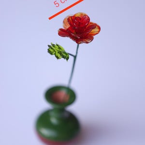 Handmade Blown Glass Red Rose in Vase – Made to Order Glass Flower Gift