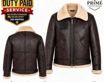 RE4 Leon S. Kennedy Shearling Jacket B3 Brown Sheepskin Leather Bomber Jacket Real Leather Fur Aviator Jacket Resident Evil Cosplay Coat