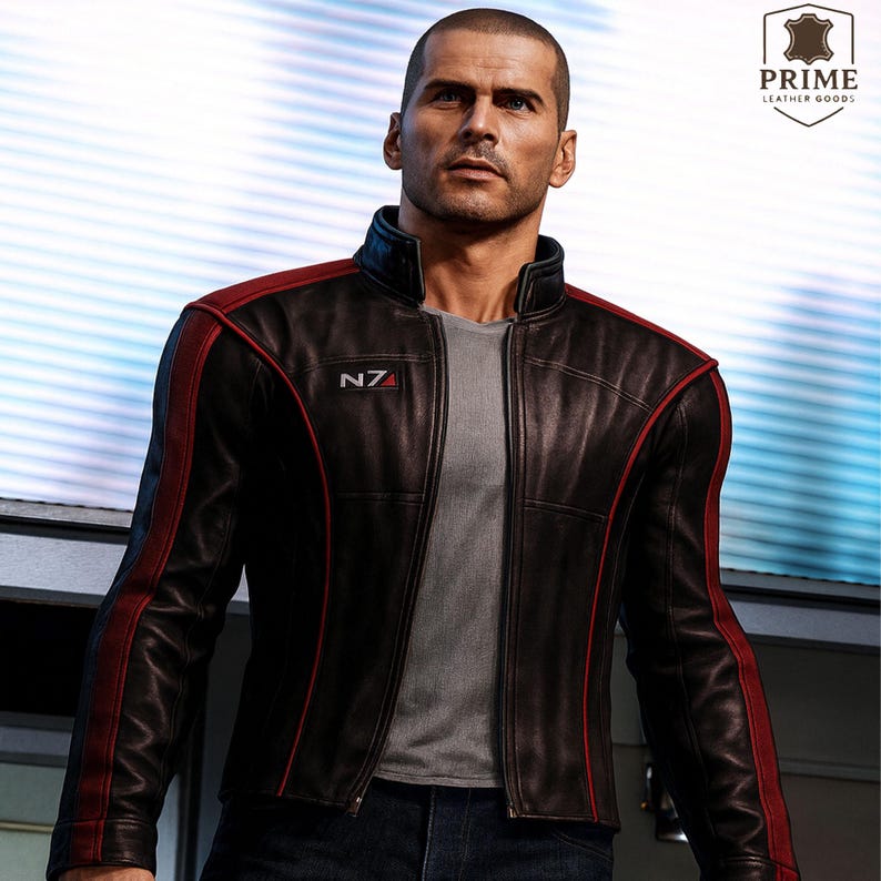 N7 Leather Jacket Mass Effect Inspired Jacket Commander Shepard Cosplay ...