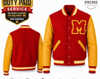 Chaqueta universitaria Thriller de Michael Jackson, chaqueta Letterman roja y amarilla de MJ, chaqueta retro con tributo al Rey del Pop.