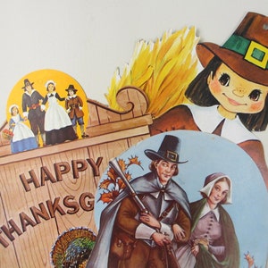 1960s-1970s Lot of 3 Thanksgiving Paper Wall Decorations, Die Cast Cut ...
