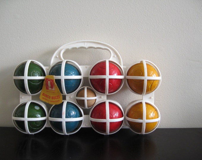 Gioco Bocce. Vtg Small Wooden Bocce Ball Set, Made in Italy. Excellent
