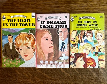 Trio of Harlequin Romance paperbacks, early-mid 1970s, summer pool reading pulp