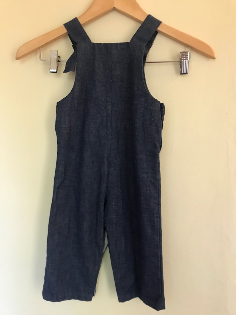 Stantogs 24 months Vtg 1970s Healthtex overalls and denim jacket matching set snaps denim with red stitching