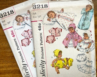 Simplicity 3218 20\u201d Doll Clothes Pattern ORIGINAL 1960\u2019s CutComplete