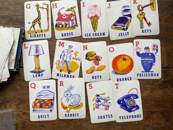 FULL Set ABC Educational Card Game, 1940s-1950s, Midcentury
