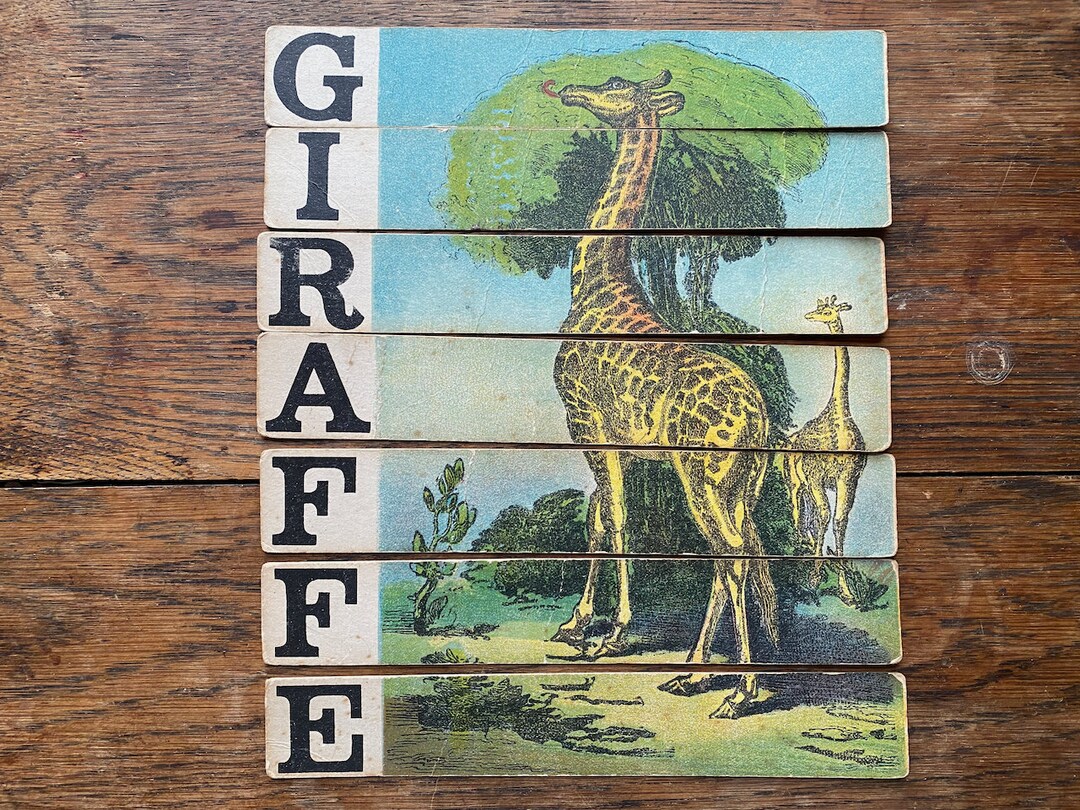 1880s ANTIQUE Sliced Animals Word Puzzle, Selchow & Righter, Antique ...