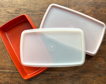 EXCELLENT condition, two cold cut Tupperware containers, paprika, cold cuts 816-14, 5 1/2 by 9 1/2", lid 817-14