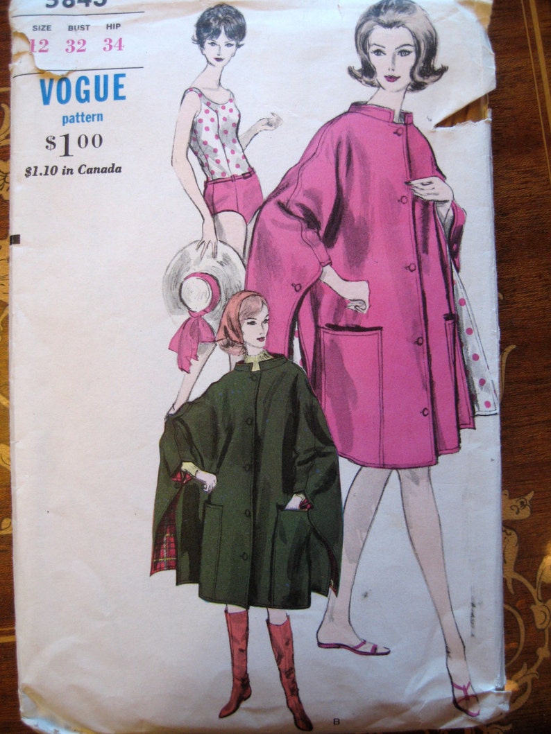 Size 12 Bathing Suit and Cape. Vogue 5843 Vintage Sewing - Etsy