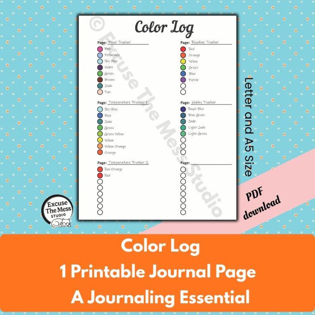 Color Log – Letter and A5 Printable Journal Planner Insert - Etsy