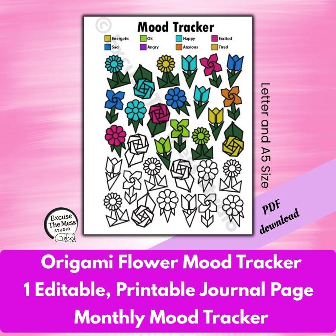 Origami Flower Monthly Mood Tracker – Editable Printable Journal Page (digital Download) - Etsy