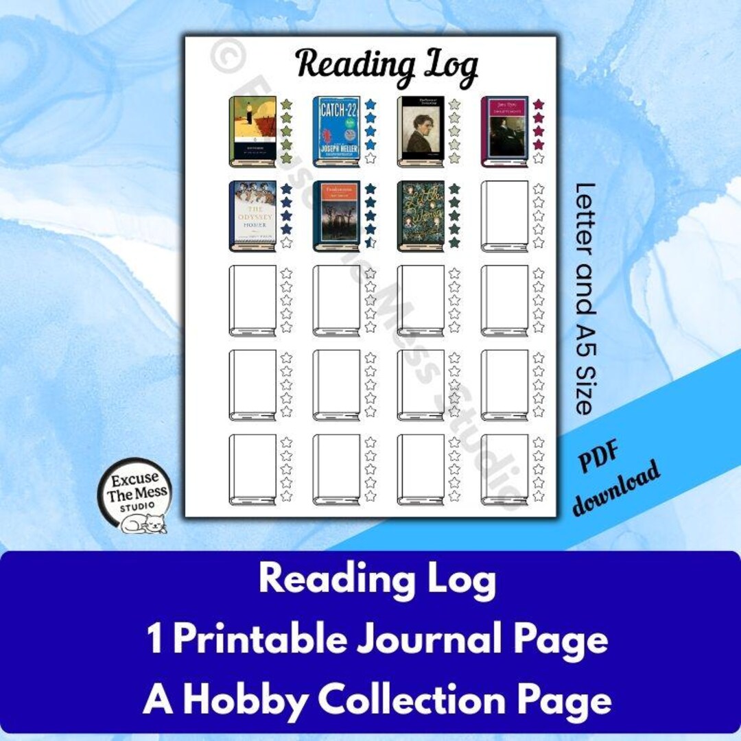 Reading Log – Letter and A5 Printable Journal Planner Insert - Etsy