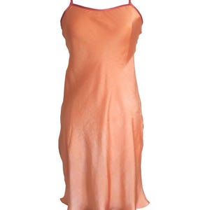 Silk Slip Dress Hand Dyed Bias Cut Nightwear Lingerie Peach and Pink Size Medium UK 12-14