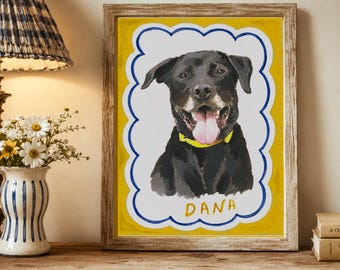 Hunde Portrait vom Foto, Personalisiertes Haustier Portrait, Hundeportrait, Hundebild, Hundeliebhaber Geschenk, Handgemaltes Haustier, Personalisiertes Portrait
