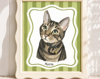 Katzenportrait - Skurriles Haustiergemälde vom Foto, personalisiertes Katzengedenkgeschenk für Sie