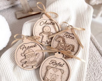 Personalised Christmas Baubles, Christmas Tree Bauble, Christmas Gifts, Wooden Xmas Ornaments,Custom Name Christmas Tree Decorations,Holiday