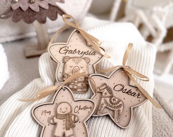 Personalised Christmas Baubles, Christmas Tree Bauble, Christmas Gifts, Wooden Xmas Ornaments,Custom Name Christmas Tree Decorations,Holiday