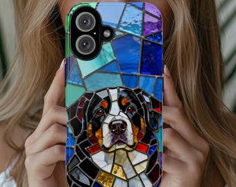 Stained Glass Bernese Mountain Dog Phone Case | Tough Protective Cover