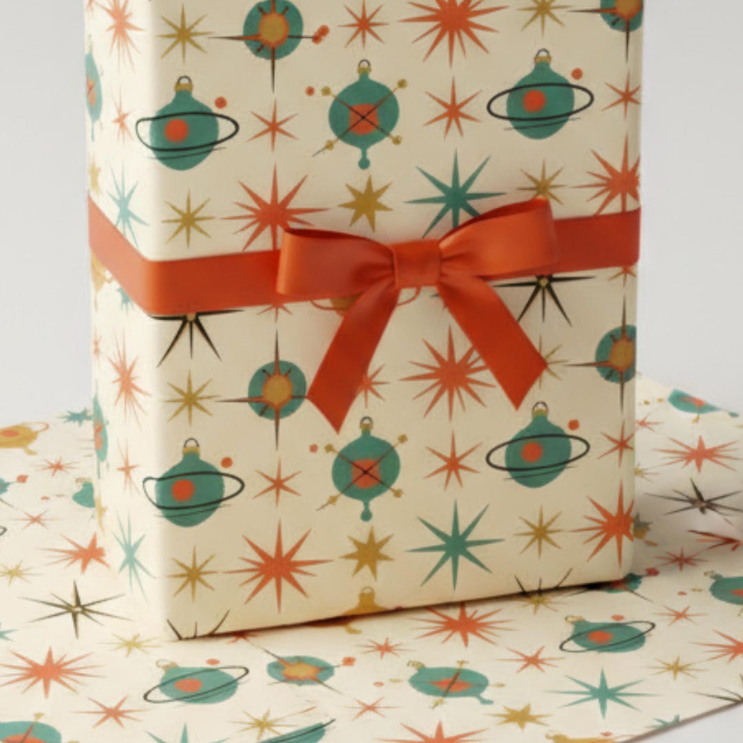 Retro Atomic Starburst Wrapping Paper, Mid-century Modern Gift Wrap - Etsy