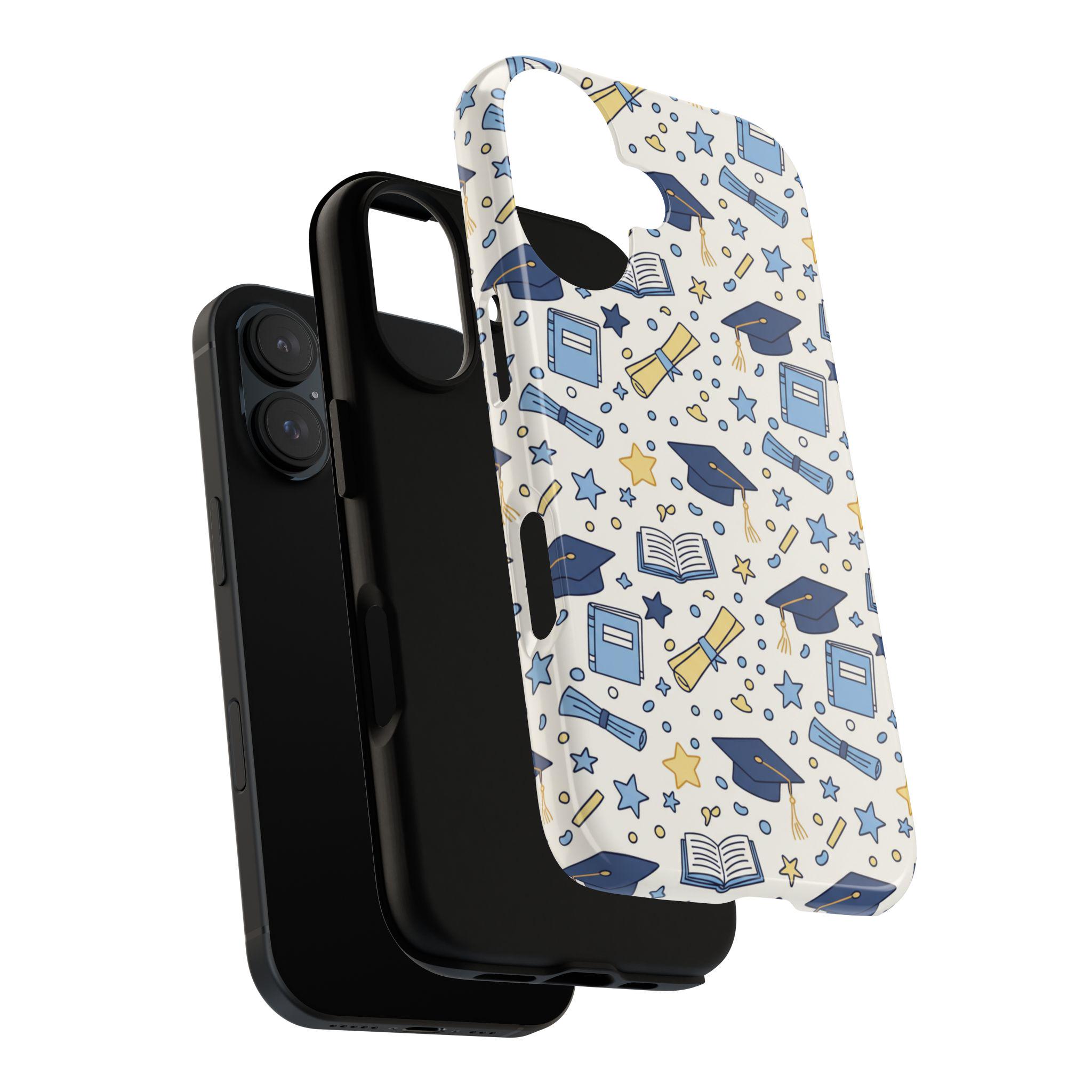 Android Graduation Cap Graduation Cap and Diploma Pattern Phone Case | Scholar Icons Phone ...