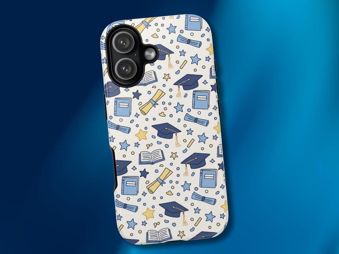 Android Graduation Cap Graduation Cap and Diploma Pattern Phone Case | Scholar Icons Phone ...