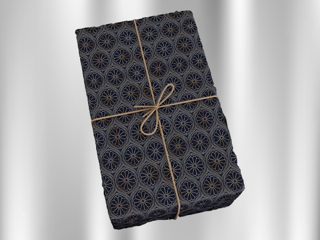 Navy Blue and Gold Art Deco Wrapping Paper | Elegant Luxury Geometric ...