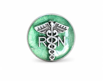 RN Registered Nurse lapel pin, nursing graduation gift, white coat pinning ceremony