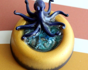 octopus diorama, tabletop decoration, micro landscape, resin ornament, resin table decor, unique gift