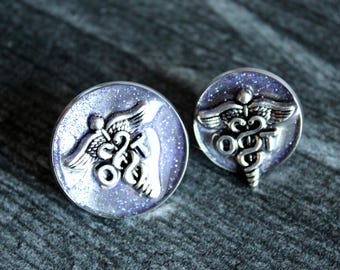 Occupational Therapy OT lapel pin for white coat pinning ceremonies sparkle purple