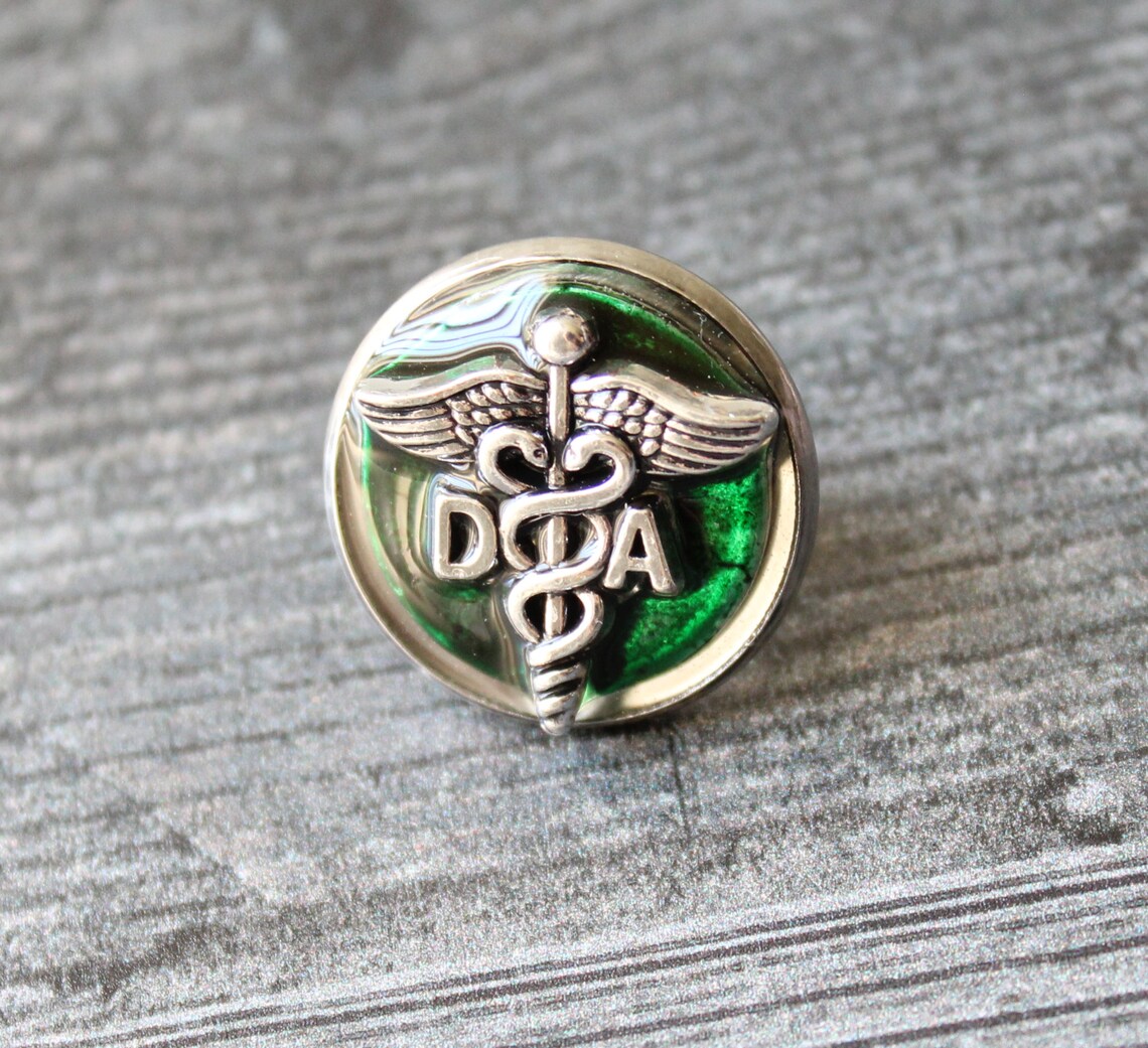 Dental assistant pin forest green DA pinning ceremony white Etsy
