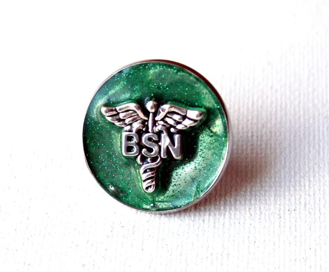 BSN Nursing Pin, Green Caduceus Lapel Pin, Nurse Graduation Gift - Etsy