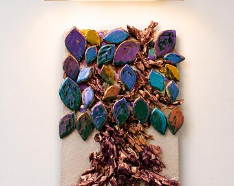 Dark Academia tree of life Wall Art | Iridescent Ceramic Sculpe, Victorian Decor