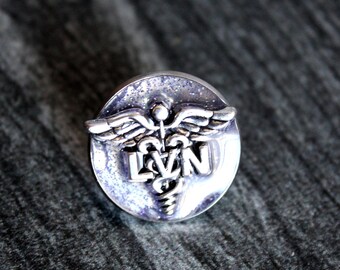 Lvn licensed vocational nurse lapel pin for whitecoat pinning ceremony, sparkle purple