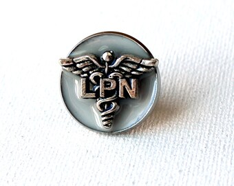 Lpn licensed practical nurse pin, white