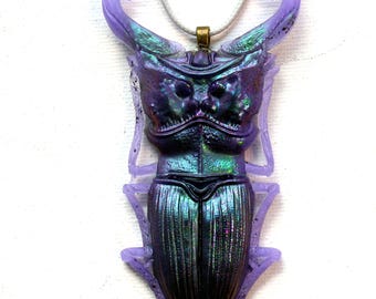 Large Stag Beetle Pendant Necklace, Gothic Dark Academia Insect Jewelry