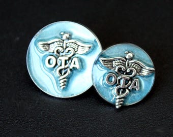 occupational therapy assistant pin, OTA white coat pinning ceremony, blue mica