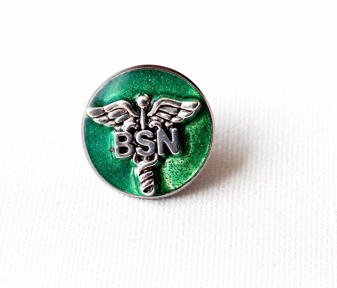 BSN Nursing Pin, Green Caduceus Lapel Pin, Nurse Graduation Gift - Etsy