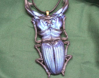 Stage beetle pendant jewelry, insect statement necklace