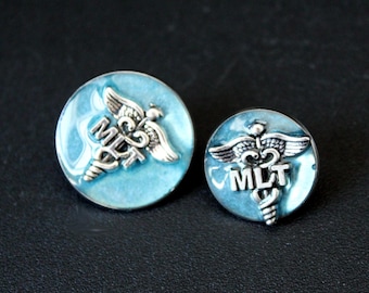 Medical Lab Technician lapel pin MLT white coat pinning ceremony blue mica