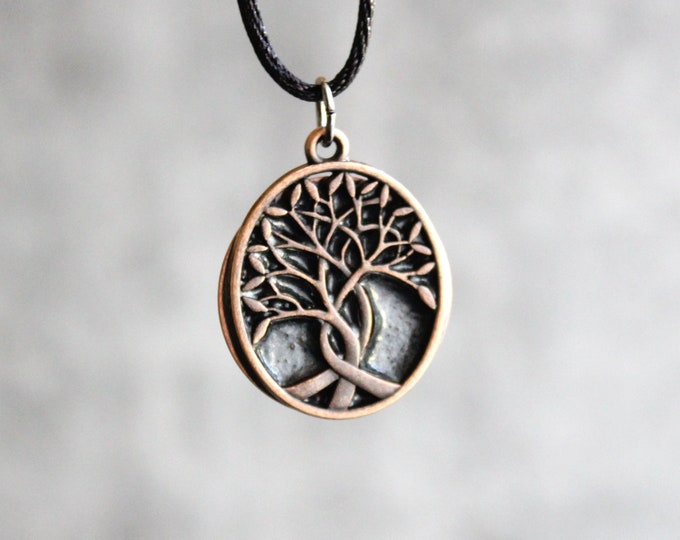 tree of life necklace, charcoal, Celtic necklace, mens jewelry, men's necklace, tree pendant, nature necklace, druid jewelry