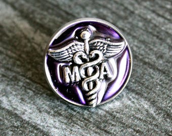 medical assistant pin, purple, MA