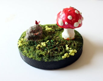 fantasy mushroom forest diorama