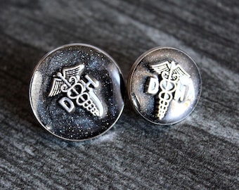 dental hygienist DH lapel pin for white coat pinning ceremony sparkle black