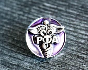 physical therapy assistant pin, purple, PTA
