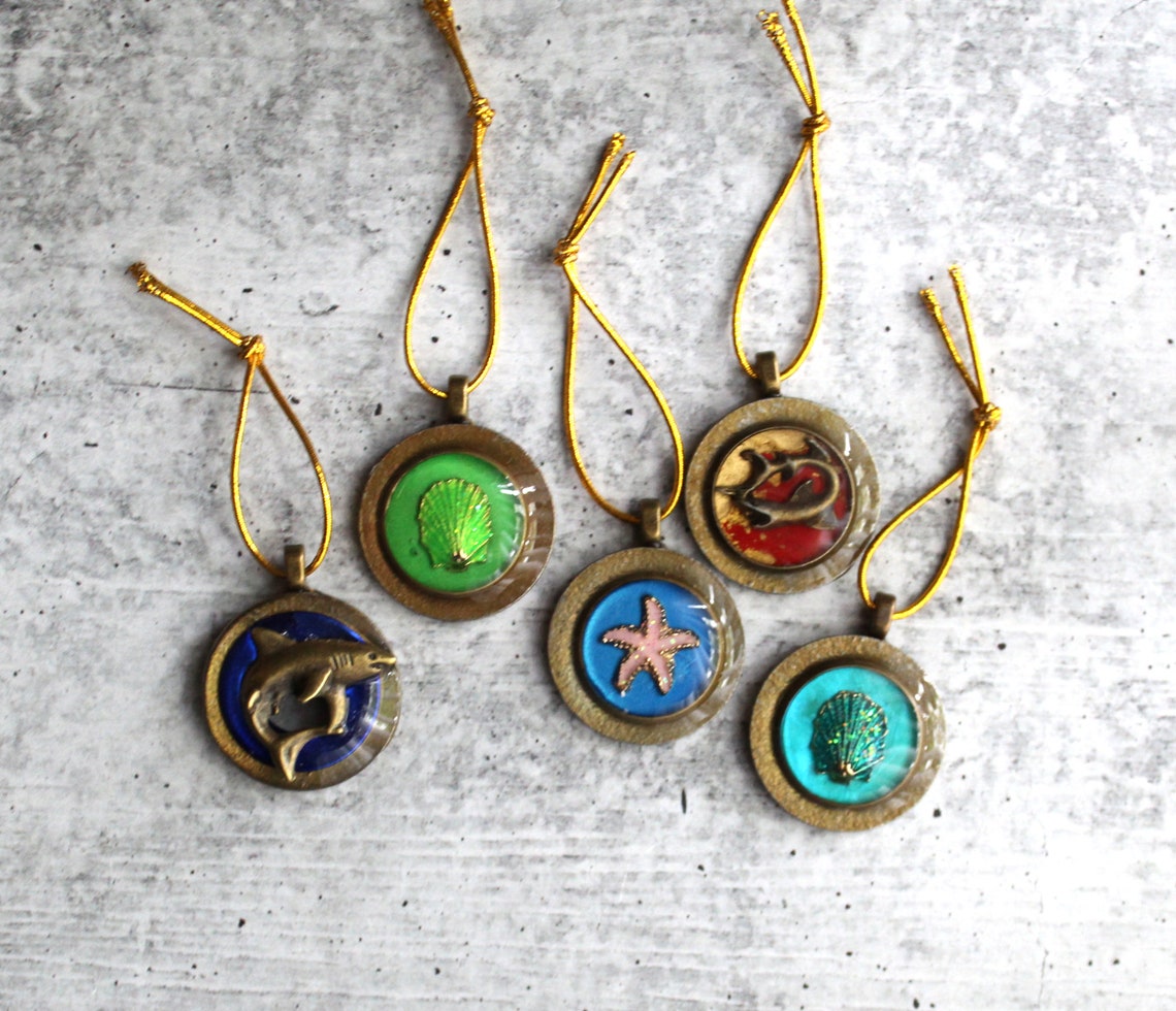 Ocean themed tree ornaments set of 5 miniature tree summer Etsy